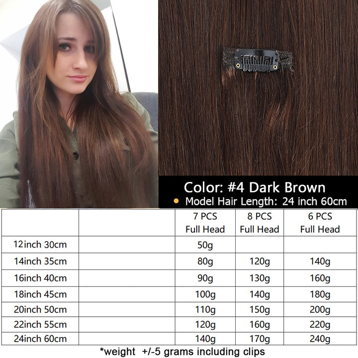 Clip-In Hair Extensions – 100% Real Remy Human Hair | Double Weft 7PCS Full Head Set for Natural Volume & Length