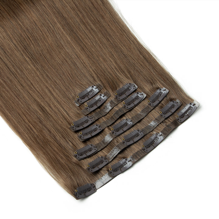 "Invisible PU Clip-In Human Hair Extensions – Seamless Injected Tape Weft, 7PCS, 12–24 Inch, 100g/120g"