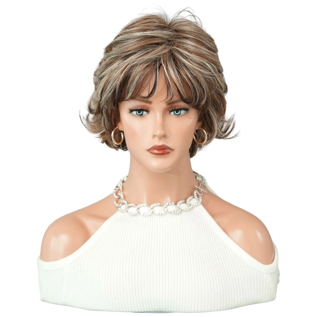 Ombre red pixie cut wig with bangs, cute and natural-looking. Short black and burgundy layered wavy style for women.