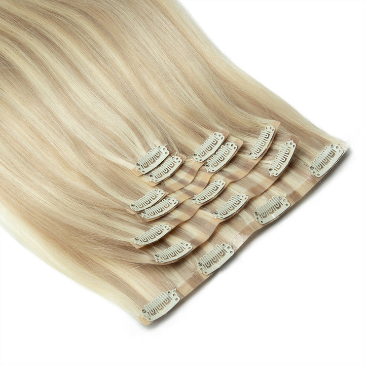 "Invisible PU Clip-In Human Hair Extensions – Seamless Injected Tape Weft, 7PCS, 12–24 Inch, 100g/120g"