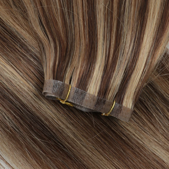 Invisible PU Tape-In Hair Extensions – Injected Skin Weft Human Hair, Seamless No-Glue Tape-On Weft Bundles for Natural Look