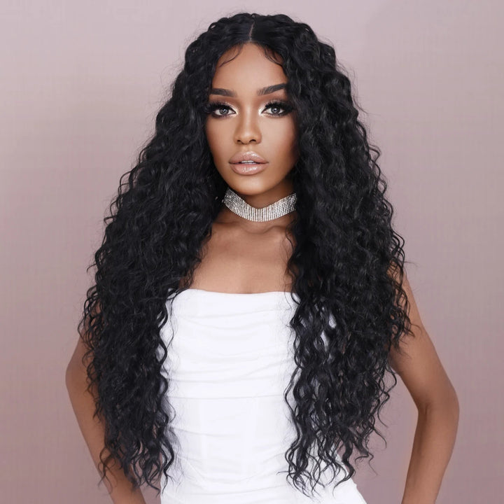 Black Blonde Lace Front Wigs Afro Curly Hair for Black Women Middle Part Water Wavy Wig Kanikaron Synthetic Hair Wig
