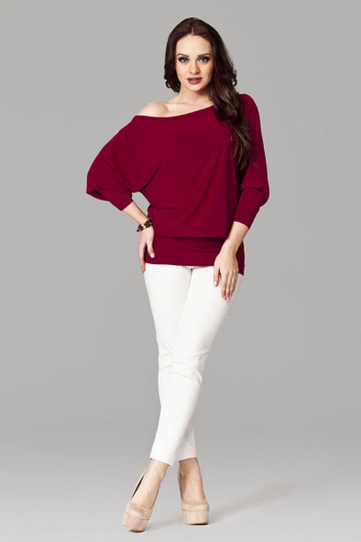 Blouse With A Boat Neckline  Figl