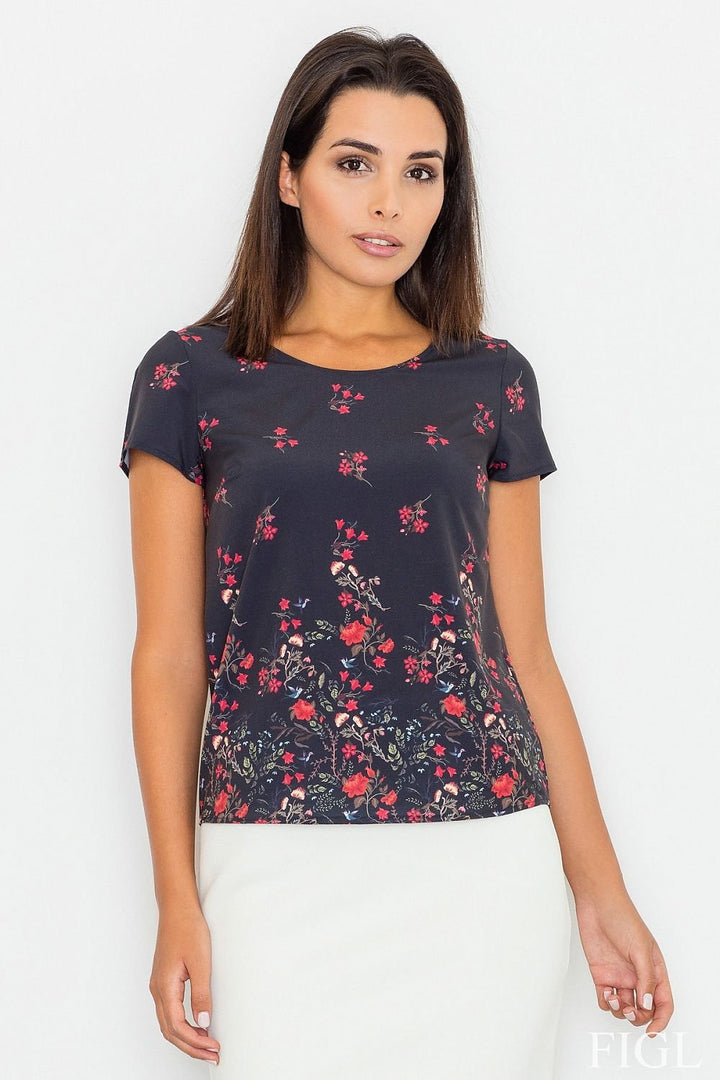 Blusa Con Estampado Floral. higo