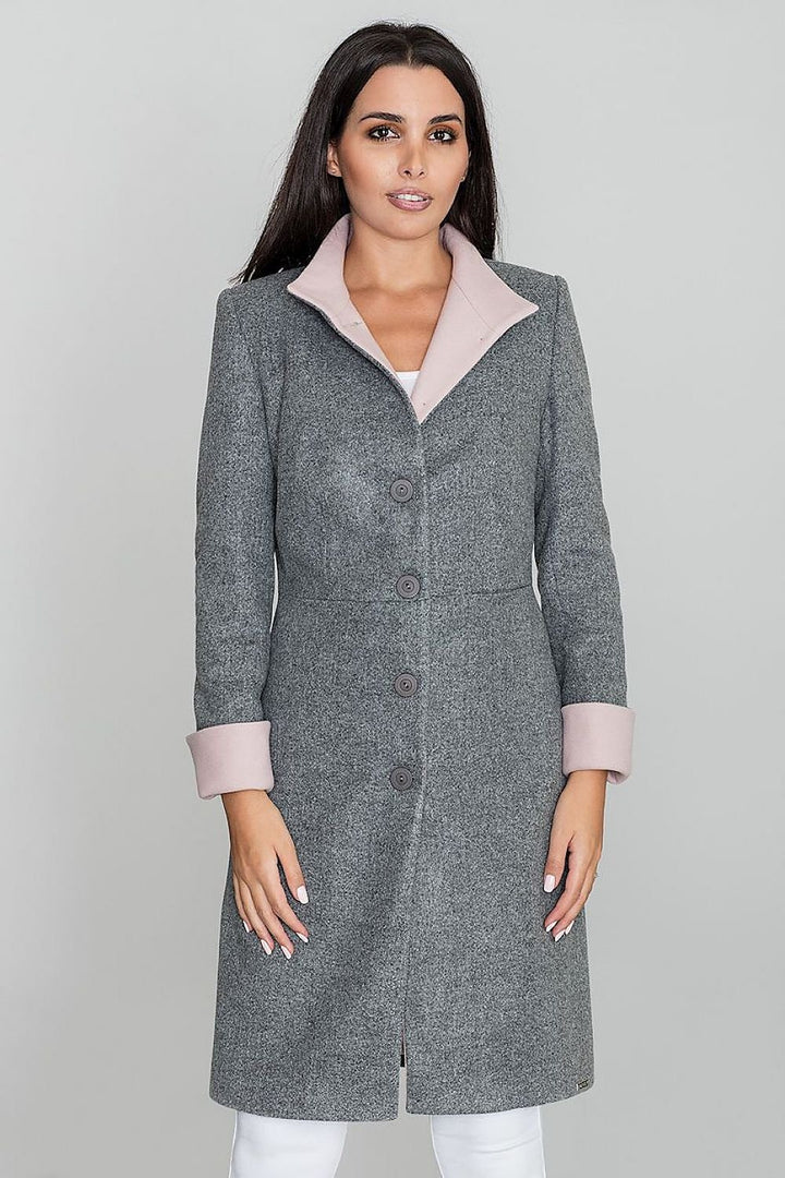 Fitted Coat On A Pink Lining With Elegant Figl