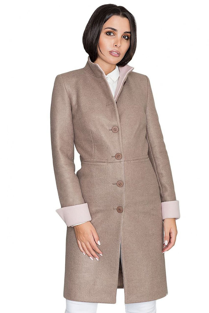 Fitted Coat On A Pink Lining With Elegant Figl