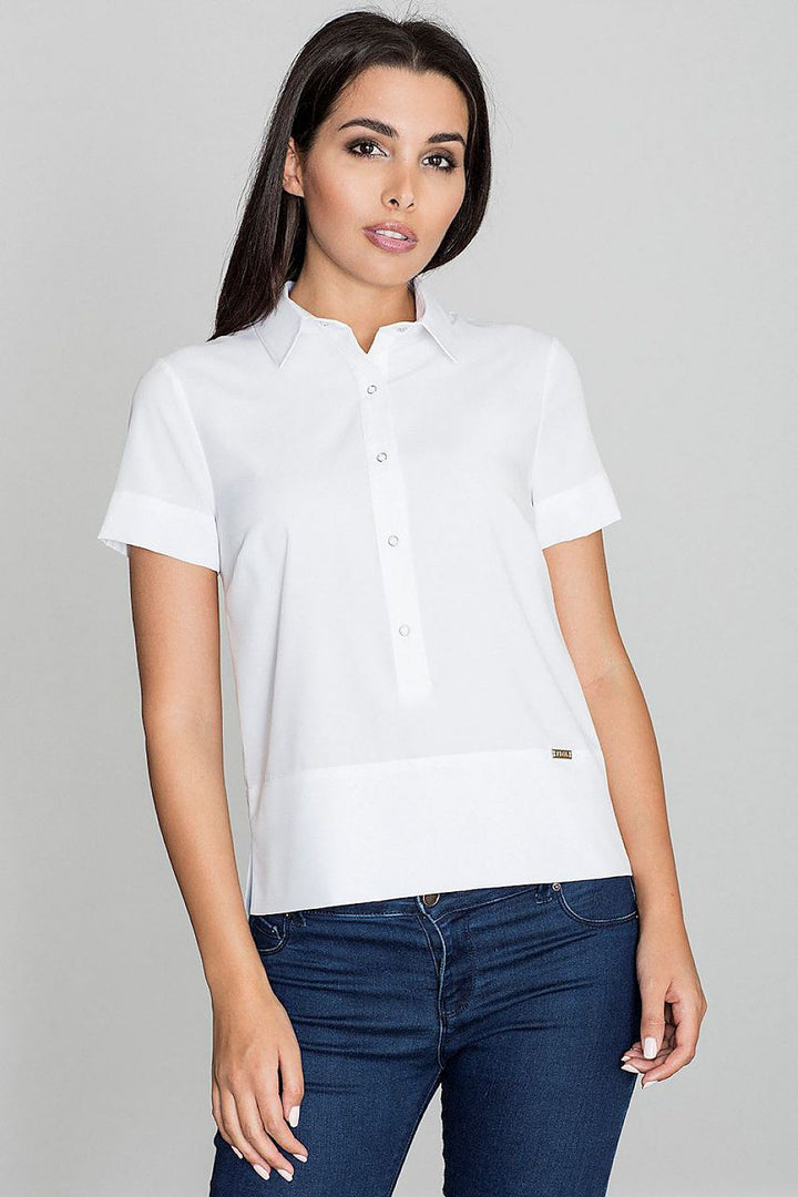 Solid-Coloured Blouse With A Collar Figl