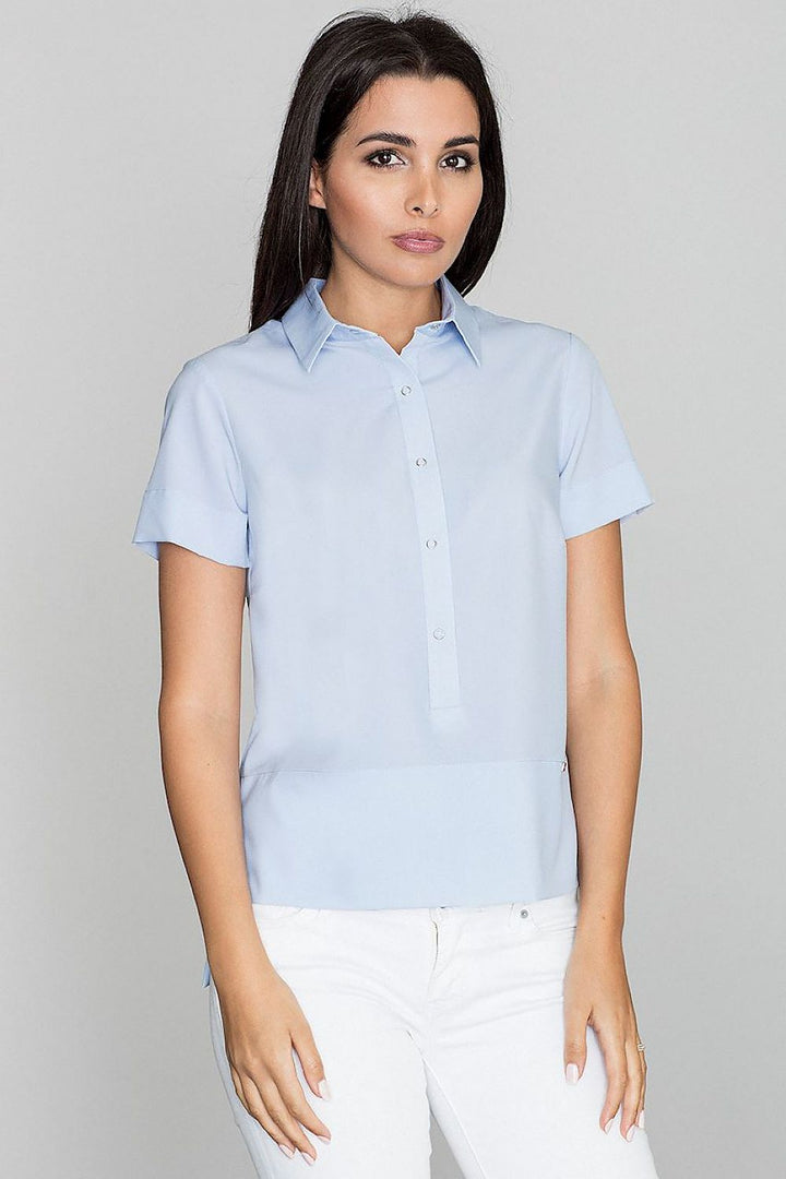 Solid-Coloured Blouse With A Collar Figl