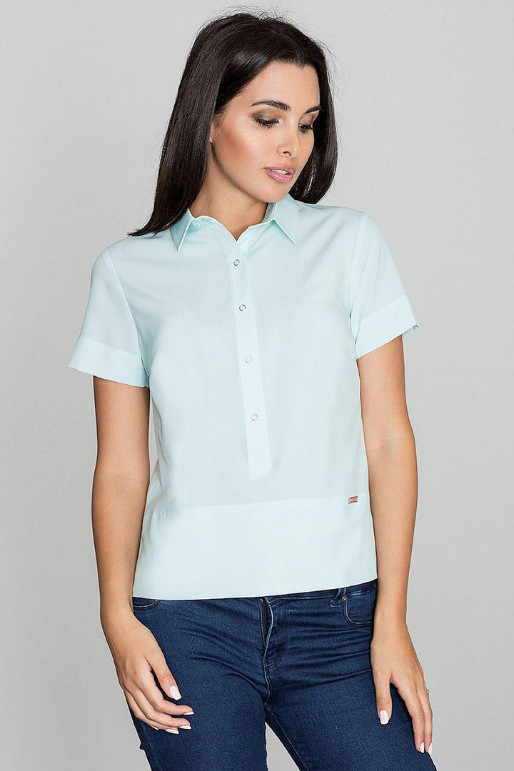 Solid-Coloured Blouse With A Collar Figl