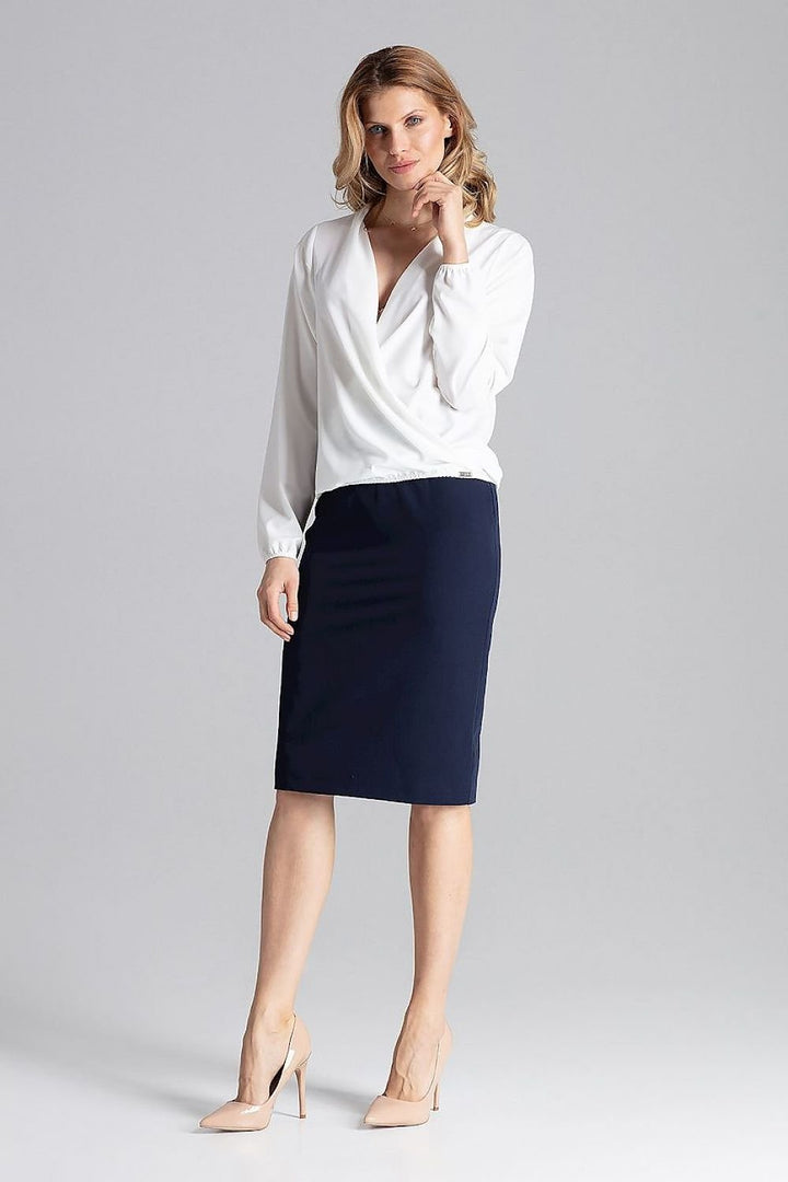 Elegant Blouse With An Envelope Neckline Figl