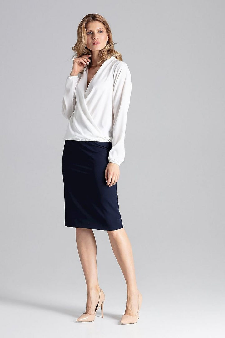 Elegant Blouse With An Envelope Neckline Figl