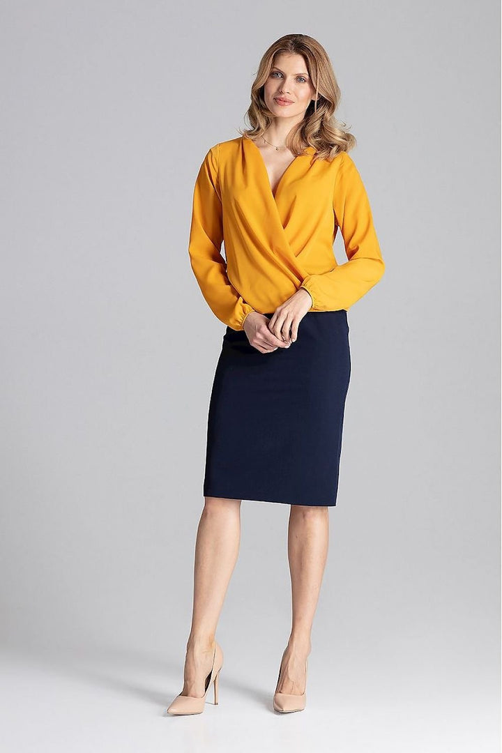 Elegant Blouse With An Envelope Neckline Figl