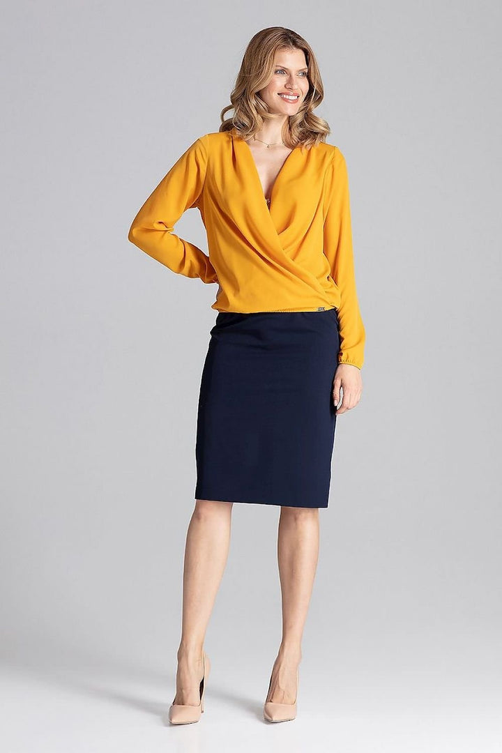 Elegant Blouse With An Envelope Neckline Figl