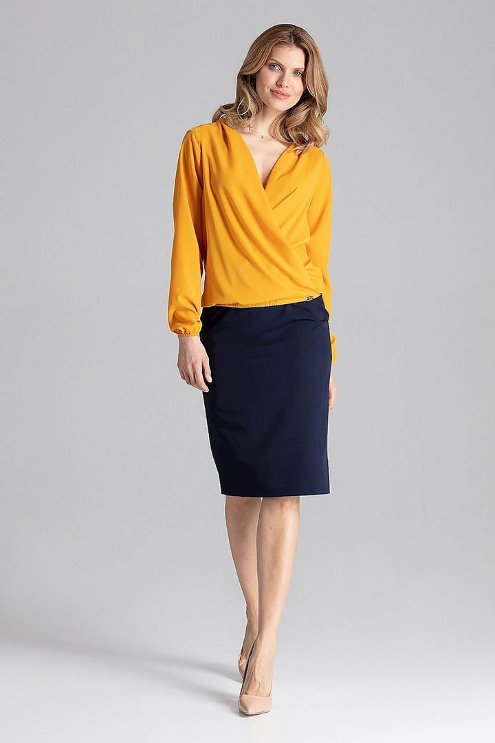 Elegant Blouse With An Envelope Neckline Figl