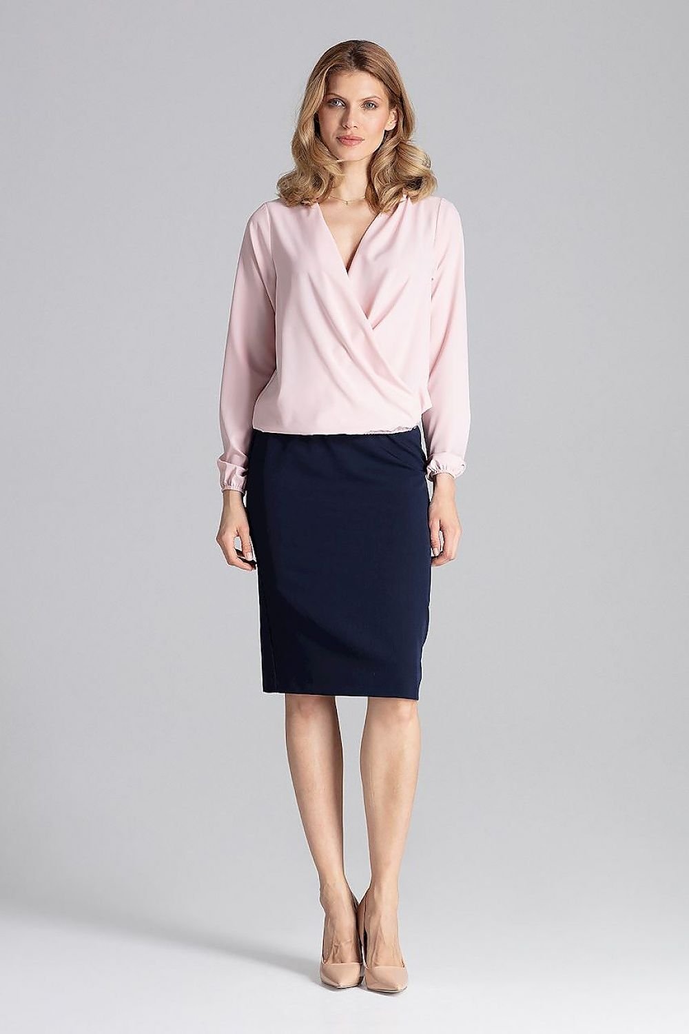 Elegant Blouse With An Envelope Neckline Figl