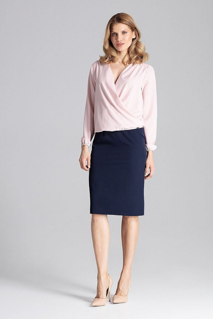 Elegant Blouse With An Envelope Neckline Figl