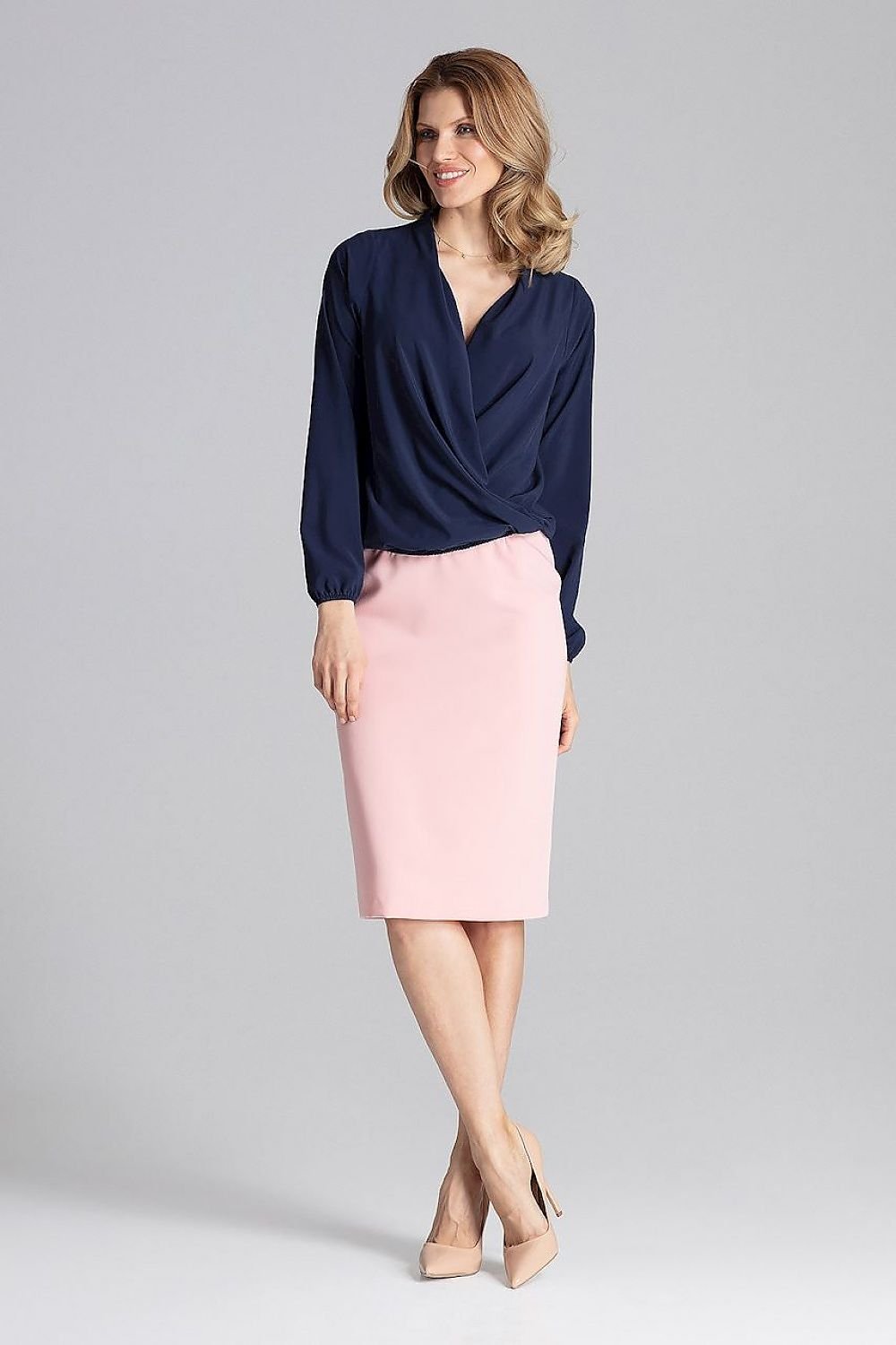 Elegant Blouse With An Envelope Neckline Figl