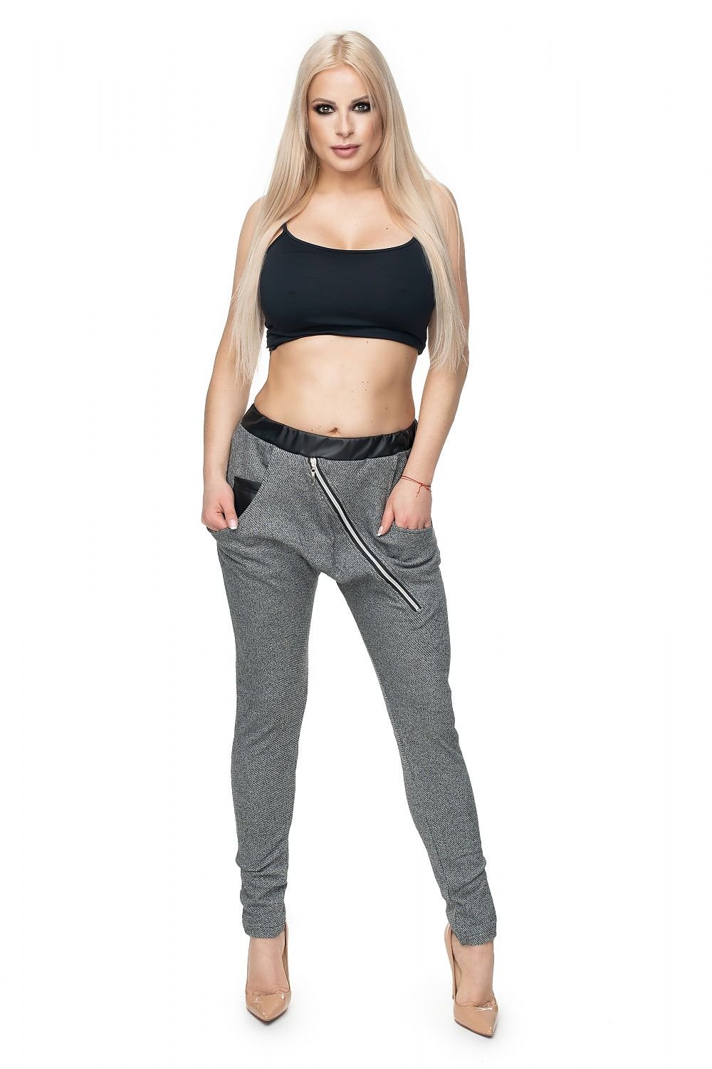 Women Trousers With Decorative Zipper PeeKaBoo