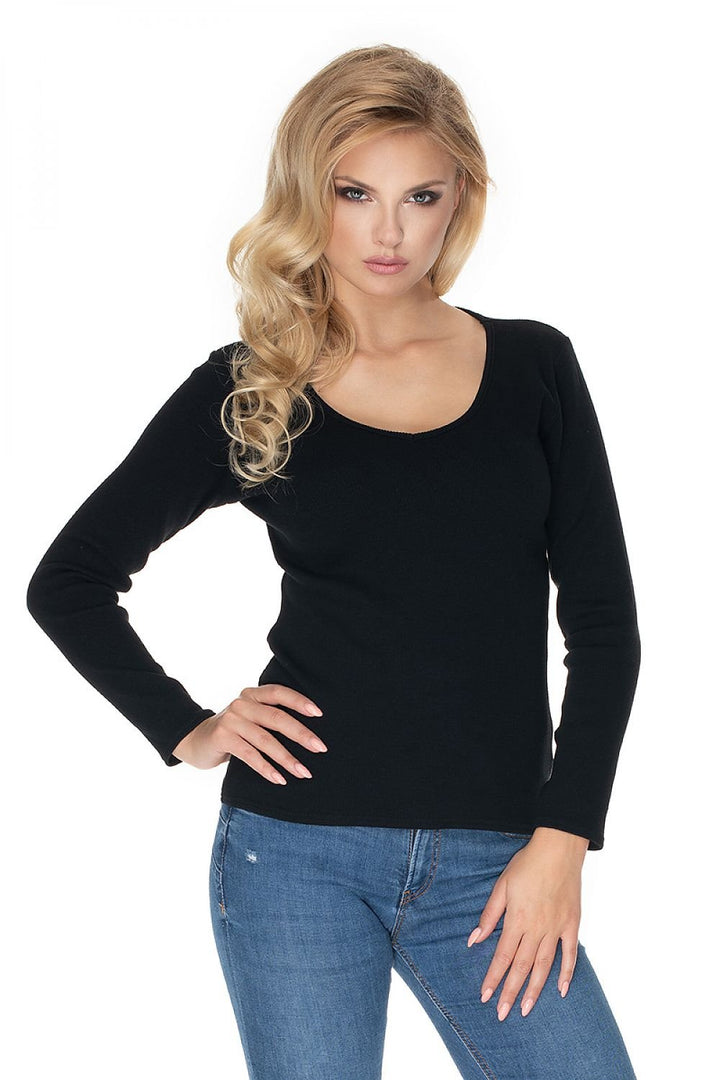 Fitted Long Sleeve Blouse  PeeKaBoo