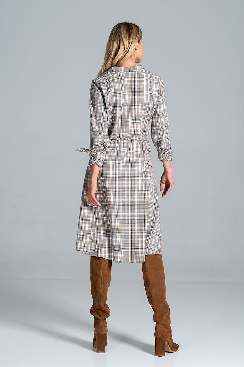 Midi Daydress with a jacket-style v-neck collar  Figl