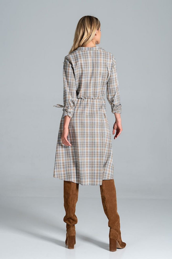 Midi Daydress with a jacket-style v-neck collar  Figl