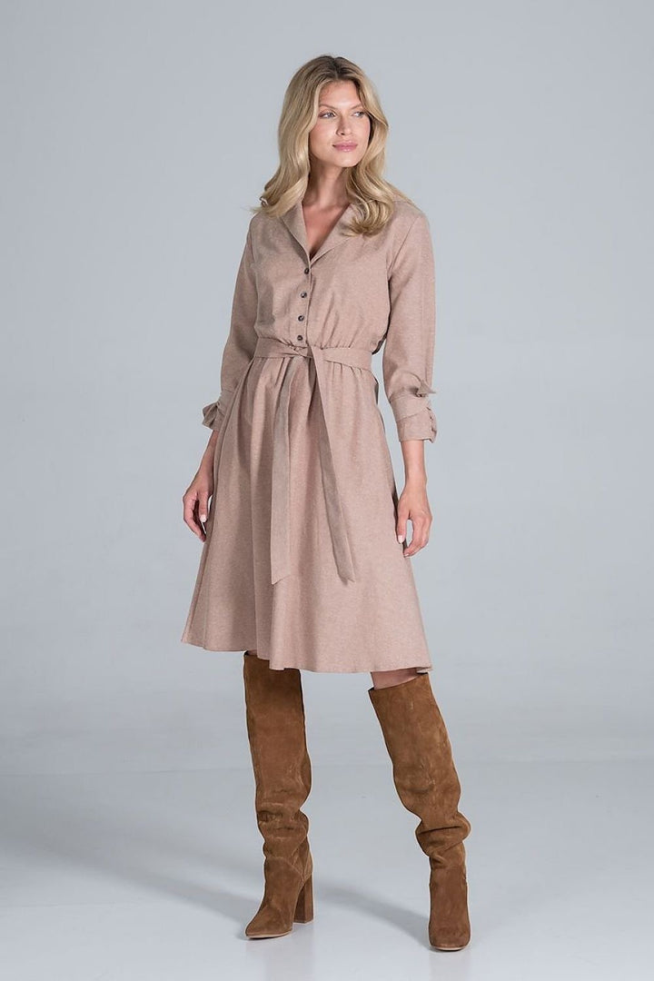 Midi Daydress with a jacket-style v-neck collar  Figl