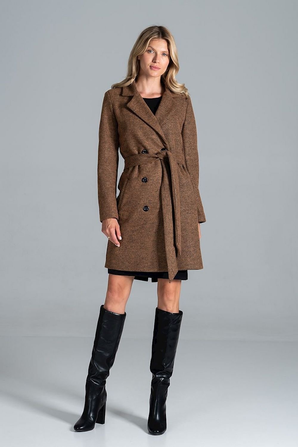 Knee-length Coat With A Jacket Collar, 6-Button Closure Figl