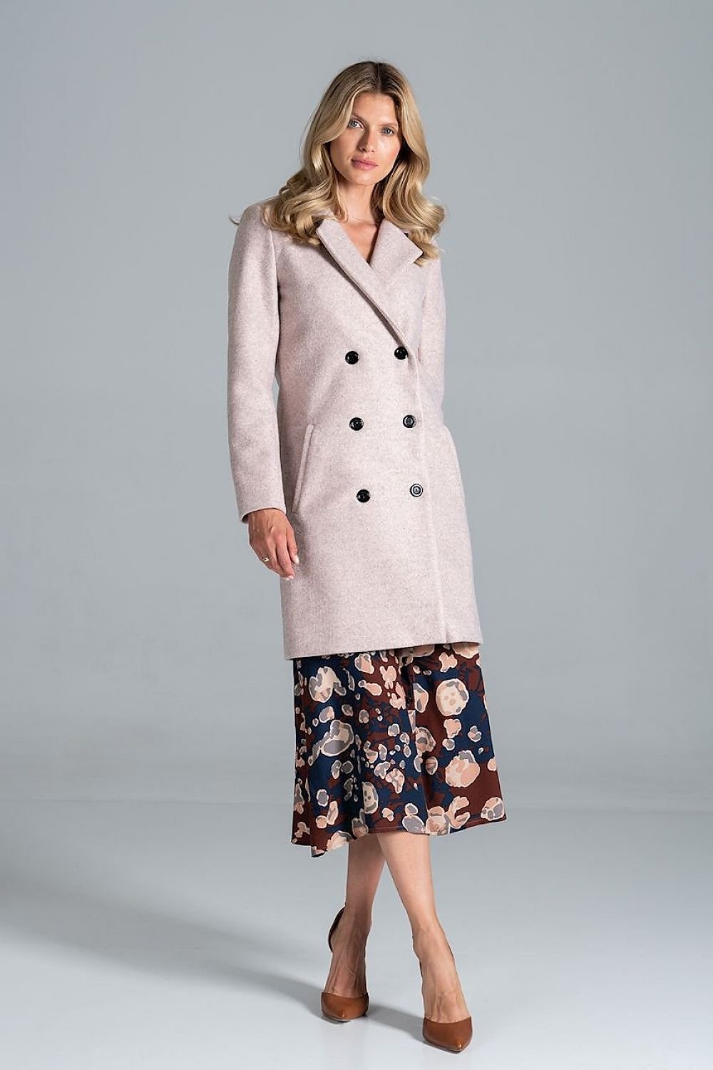 Knee-length Coat With A Jacket Collar, 6-Button Closure Figl