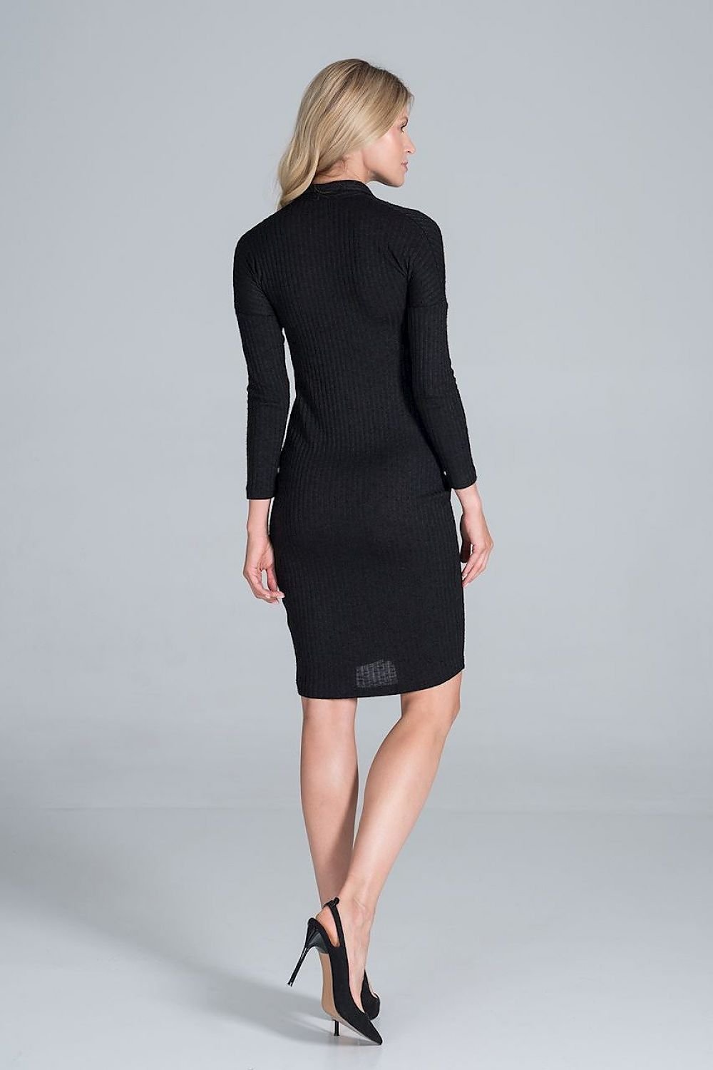 Midi  Daydress with a collar in a flowing ribbed knit Figl