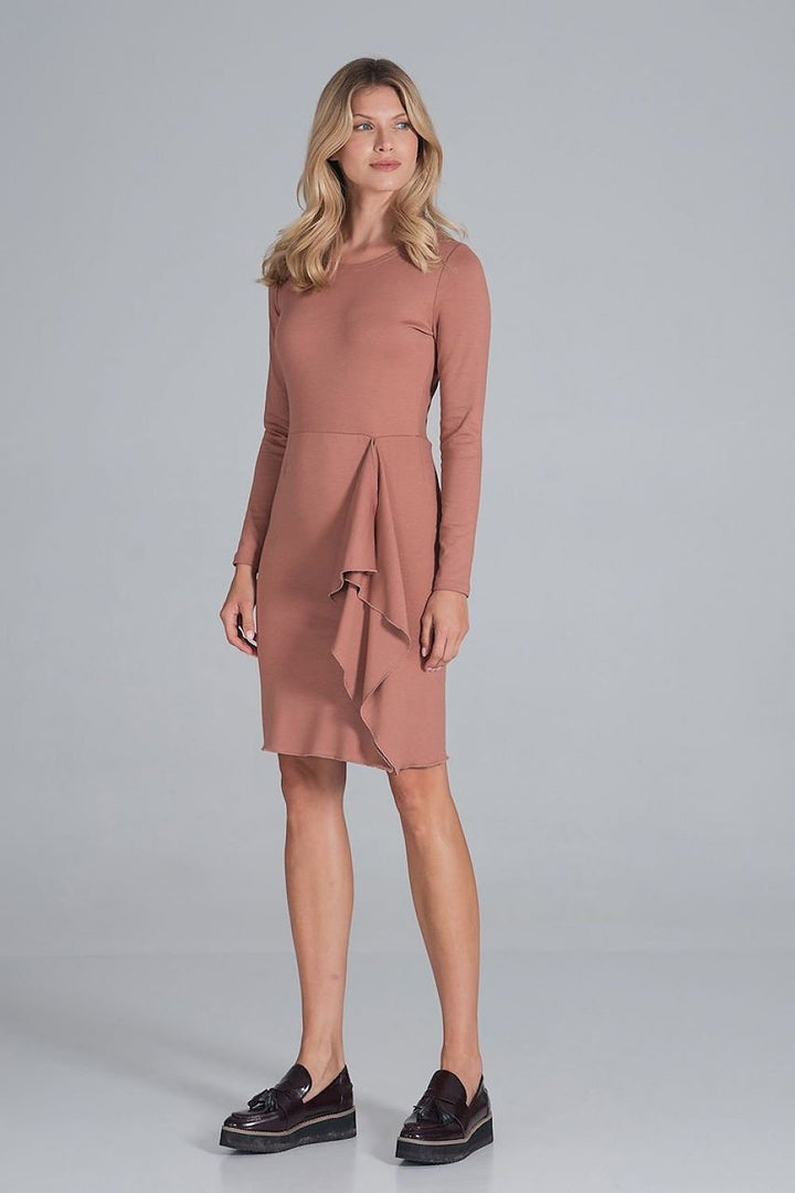 Cocktail dress with long sleeves and a half round neckline Figl