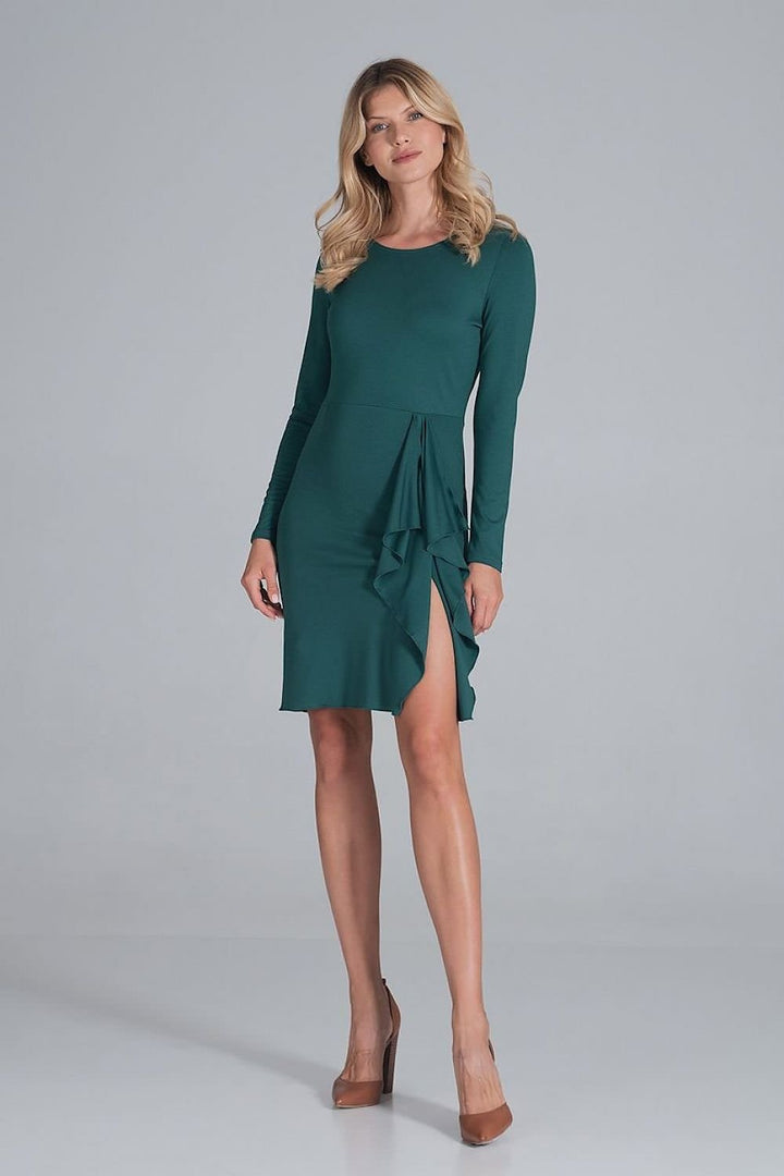 Cocktail dress with long sleeves and a half round neckline Figl