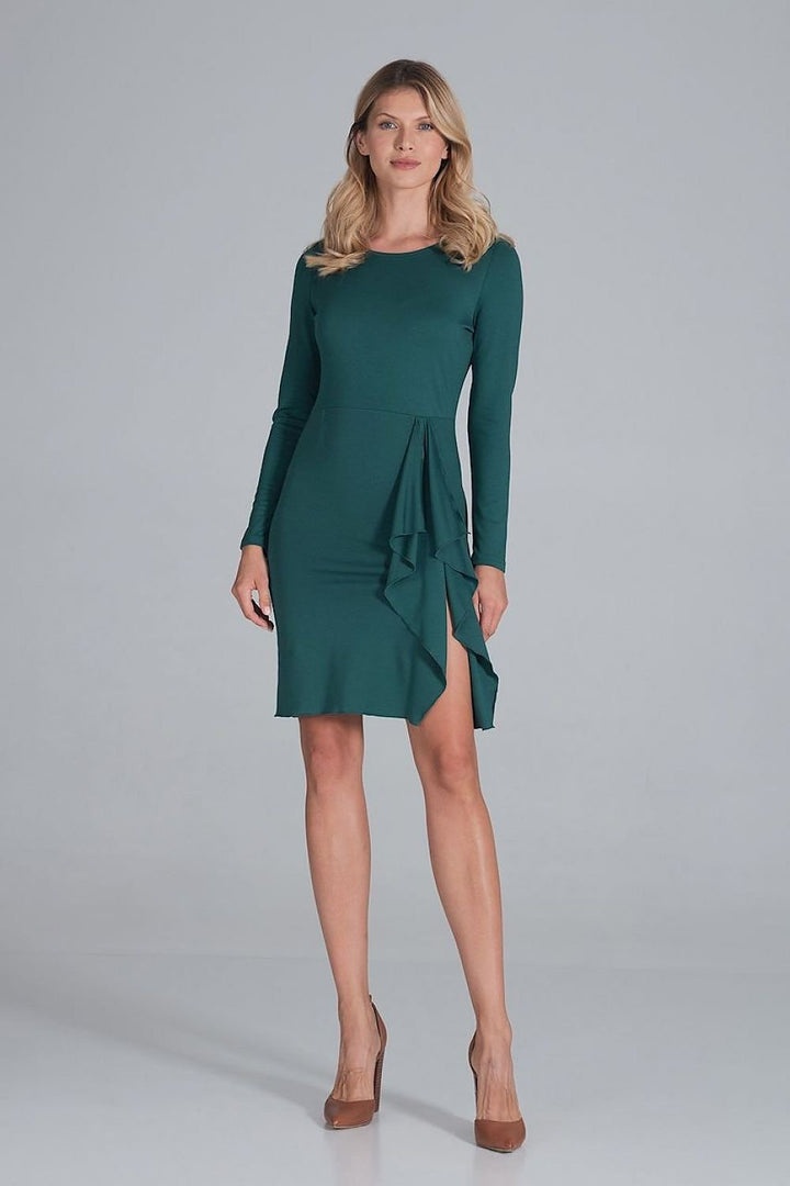 Cocktail dress with long sleeves and a half round neckline Figl