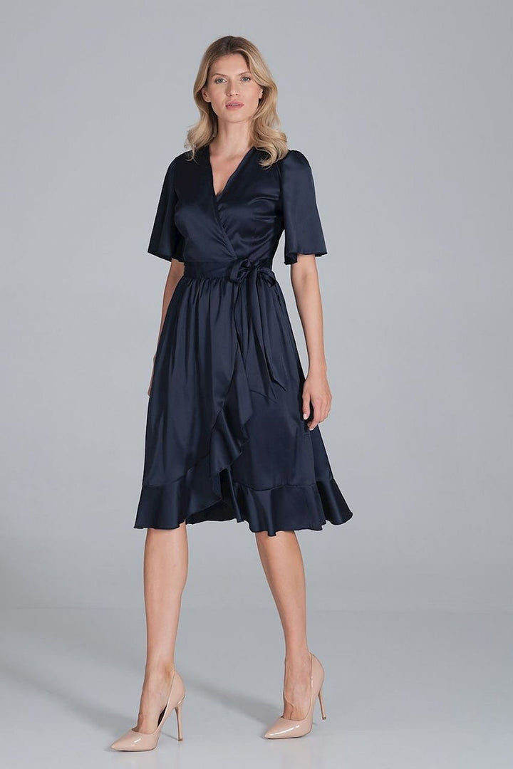 Satin Envelope Midi  Cocktail Dress  Figl