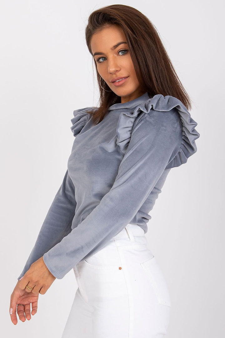 Blouse droite en velours à manches longues