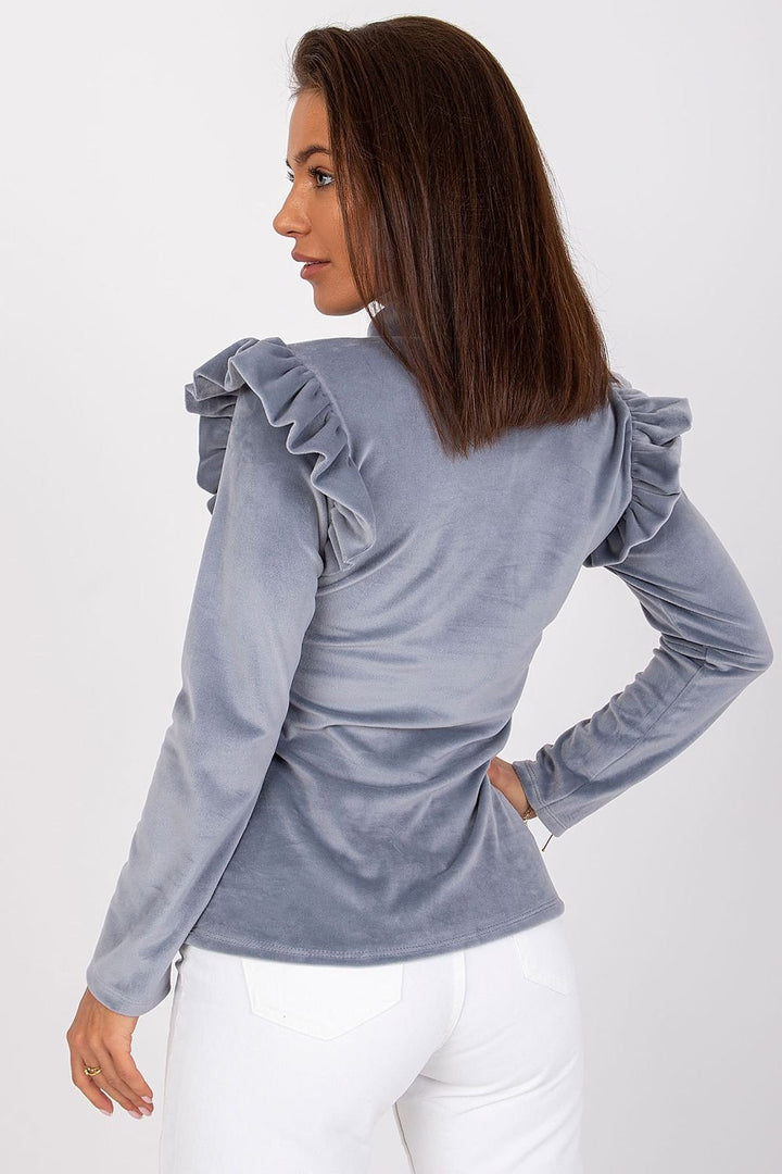 Blouse droite en velours à manches longues