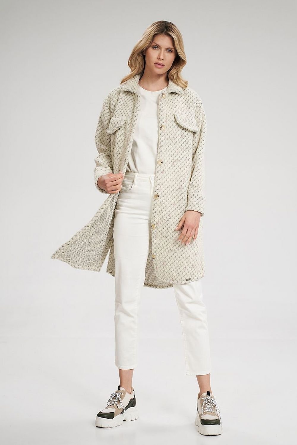 Midi coat with side seam pockets, buttoned Figl