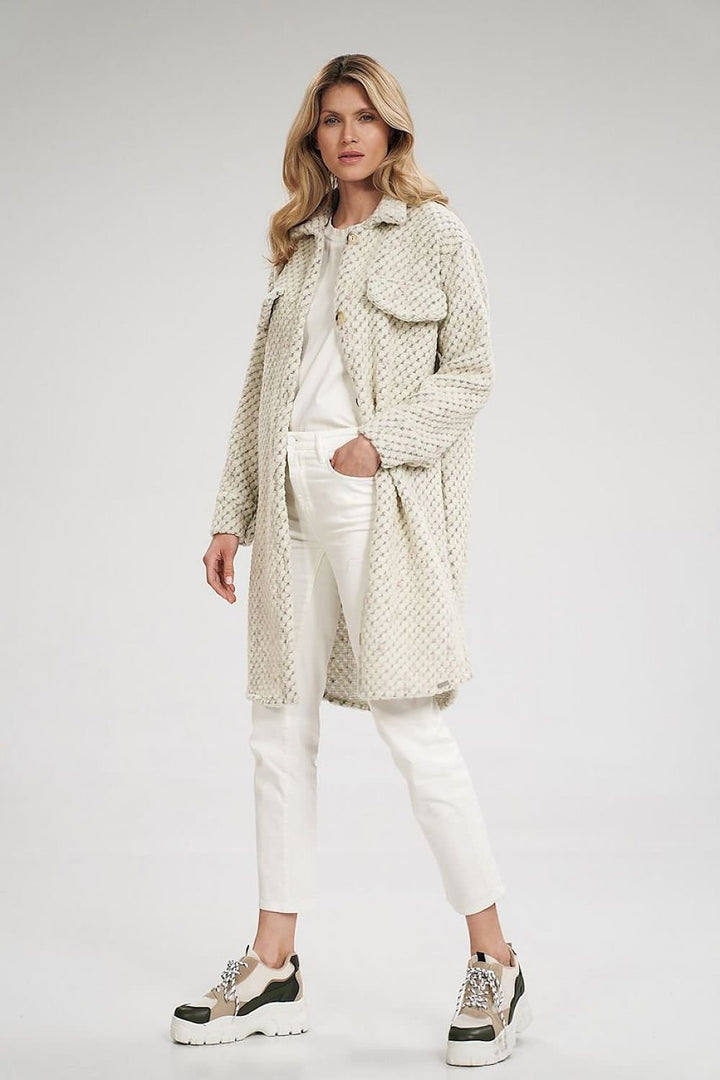 Midi coat with side seam pockets, buttoned Figl