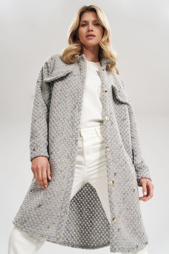 Midi coat with side seam pockets, buttoned Figl