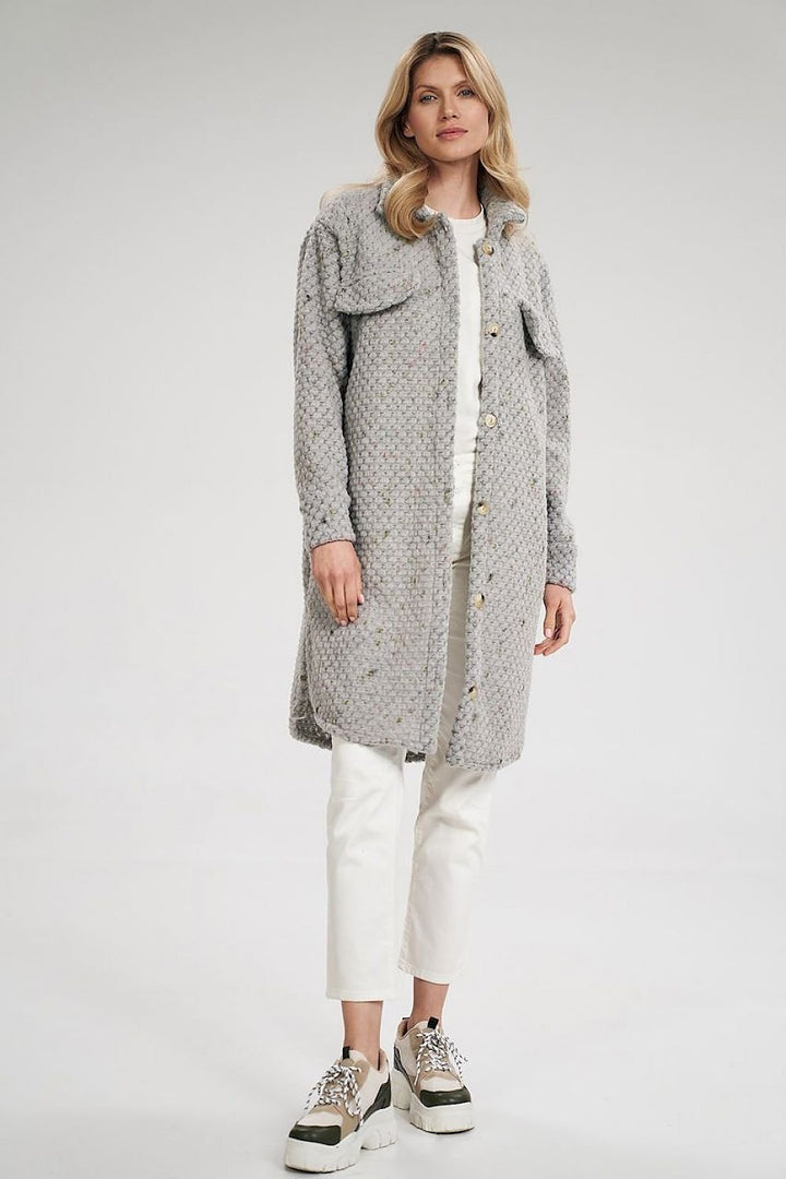 Midi coat with side seam pockets, buttoned Figl