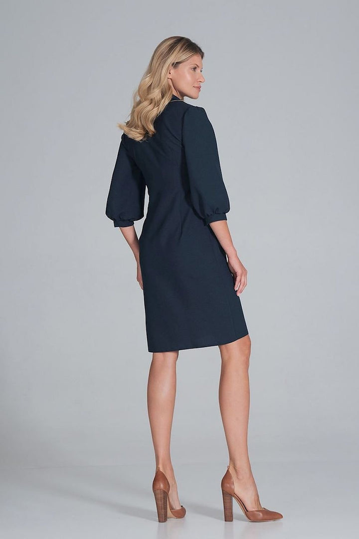 Midi shirt dress, slightly waisted with a collar Figl