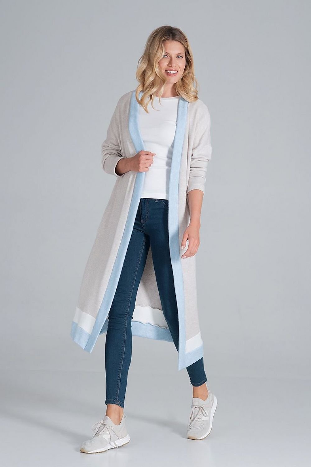 Tri-color Warm Long Sleeve Cardigan  Figl