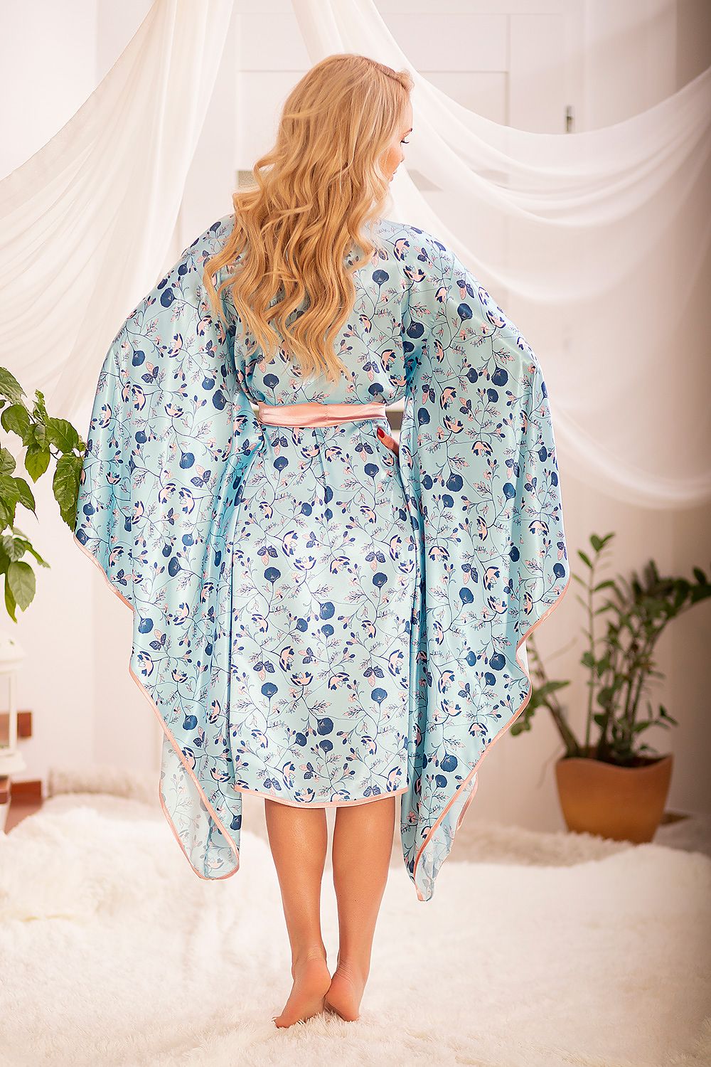 Satin Bathrobe HULHULE DRESSING-GOWN (printed satin)  Kalimo