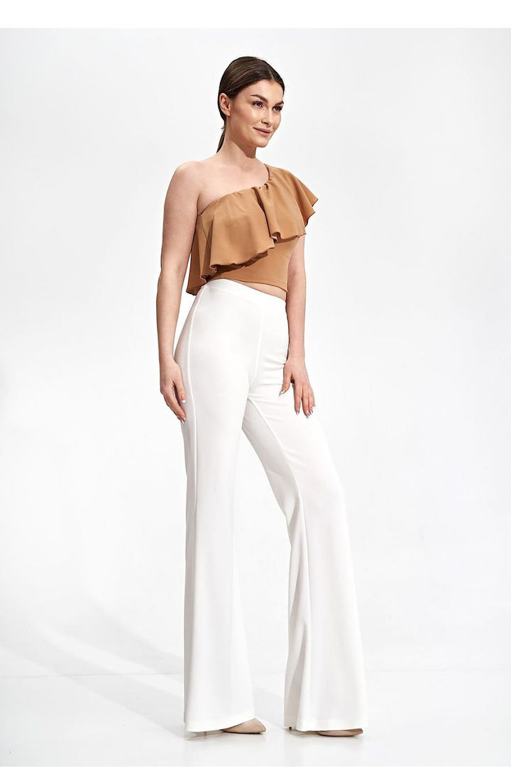 Crop top blouse with one shoulder ruffle Figl