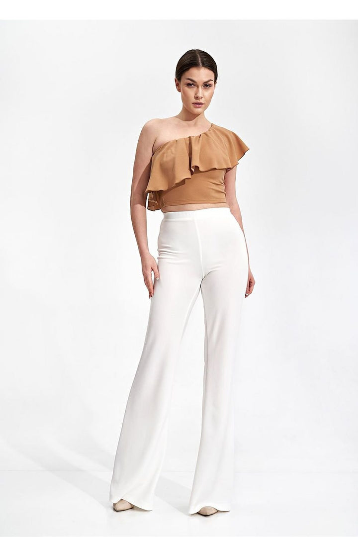 Crop top blouse with one shoulder ruffle Figl